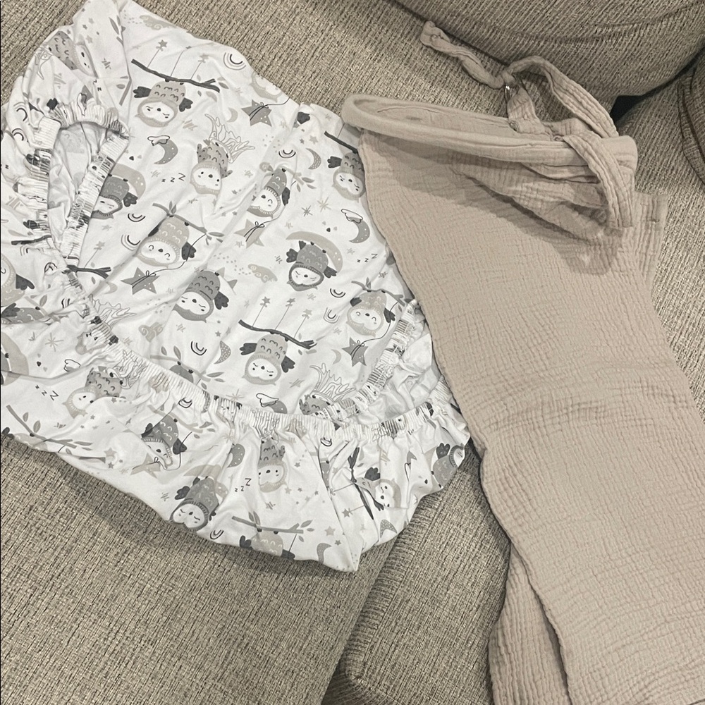 Adorable Baby Crib Sheet and Nursing Cover Up set